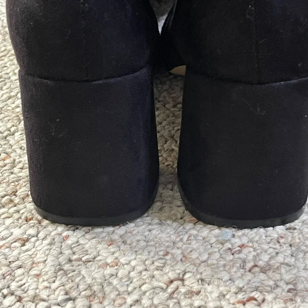 Steve Madden Osana Over The Knee Boot 7M Black Sort Tie Block Heel